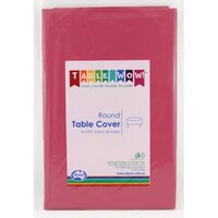 Burgundy Round Plastic Tablecover (213cm)