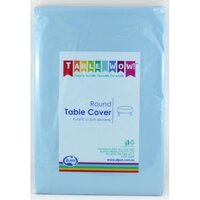 Light Blue Round Plastic Tablecover (213cm)
