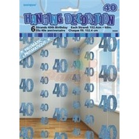 40th Hanging Decorations (6 strands x 1.5m) - Blue Glitz*