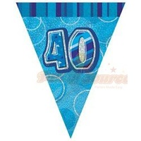40th Flag Banner (Blue Glitz) - 3.6m long