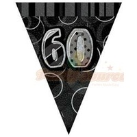 60th Flag Banner ( Glitz Black & Silver) - 3.6m long