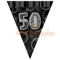 50th Flag Banner ( Glitz Black & Silver) - 3.6m long