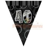 40th Flag Banner ( Glitz Black & Silver) - 3.6m long