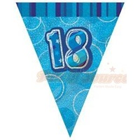 18th Flag Banner (Blue Glitz) - 3.6m long