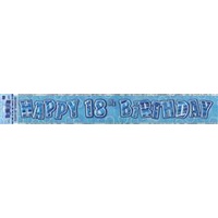 "Happy 18th Birthday" Blue Glitz Banner - 3.6m Long