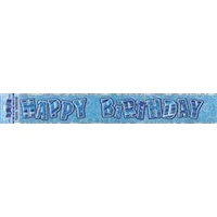 "Happy Birthday" Blue Glitz Banner - 3.6m Long