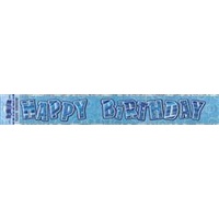 "Happy Birthday" Blue Glitz Banner - 3.6m Long