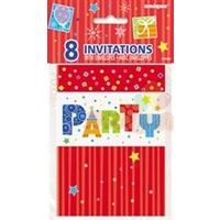 1st Birthday Party Blue Invitations - Pk 8***
