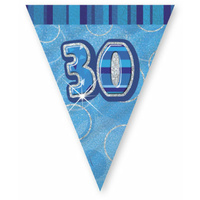 30th Flag Banner (Blue Glitz) - 3.6m