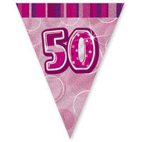 50th Flag Banner ( Glitz Pink) - 3.6m