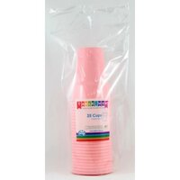REUSABLE Light Pink Plastic Cups (285ml) - Pk 20