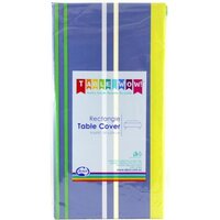Blue, Green, Yellow Stripe Rectangle Plastic Tablecover (137x274cm)