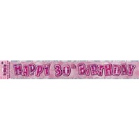Happy 30th Birthday Pink Glitz Banner - 3.6m Long**