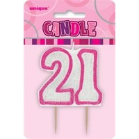 21 Birthday Candle Pink Glitz