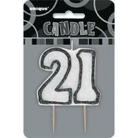 21 Birthday Candle Black Glitz