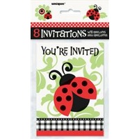 Ladybugs Invitations - Pk 8***