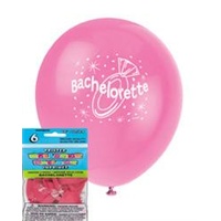 12in Bachelorette Pink Balloons - Pk 6