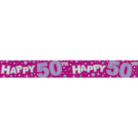 Banner Holographic 2.6M Happy 50th Pink*
