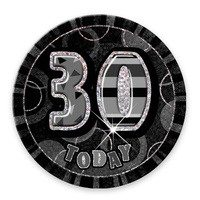 Glitz Black 6" 30th Birthday Badge