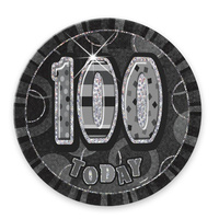 Glitz Black 6" 100th Birthday Badge
