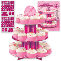Happy Birthday Pink Glitz Hanging Curls (66cm) - Pk 6