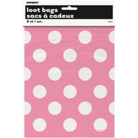 Hot Pink Polka Dot Lootbags - Pk 8