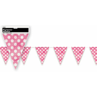 Hot Pink Polka Dot Flag Banner - 3.65m
