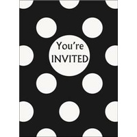 Black Polka Dot Invitations- Pk 8**