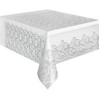 White Lace Plastic Rectangle Table Cover