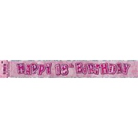 Happy 18th Birthday Glitz Pink Foil Banner - (3.6m)