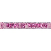 Happy 18th Birthday Glitz Pink Foil Banner - (3.6m)