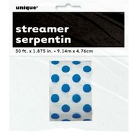 Royal Blue Polka Dot Streamer - 9.14m***