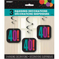 40th Birthday Hanging Curls - Pk3