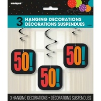 50th Birthday Hanging Curls - Pk3