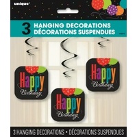 Happy Birthday Cheer Hanging Curls - Pk3