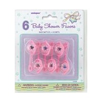 Baby Shower Pink Rattle - Pk 6