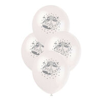 Silver Wedding Bell Latex Balloons - Pk 5 - 11"*