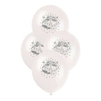 Silver Wedding Bell Latex Balloons - Pk 5 - 11"