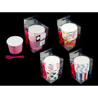 Ice Cream Cups (300ml) and Spoons - Pk 8