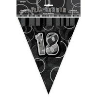 18th Flag Banner (Black Glitz) - 3.6m Long