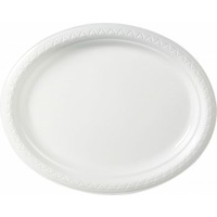 Disposable 285X215mm Plastic Plate Oval White - Pack Of 50