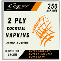 White Cocktail Napkin 2 Ply - Pk 250
