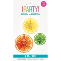 Citrus Fruit Tissue Paper Fans 3 Pack