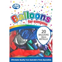 Mixed Metallic Balloons - 12" - Pk 20