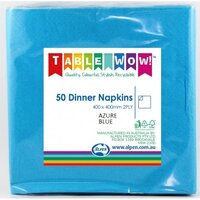 Azure Blue Dinner Napkins (40cm) - Pk 50