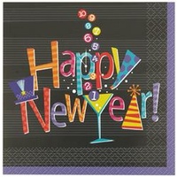"Happy New Year!" Paper Napkins (33cm) - Pk 16