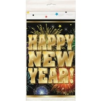Happy New Year Fireworks Plastic Rectangle Tablecover (137x213cm)