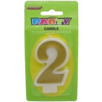 2 Birthday Candle - Gold/Silver**