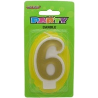 6 Birthday Candle - Gold/Silver*