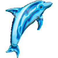 Blue Dolphin Transparent Supershape Foil Balloon - 84cm x 56cm
